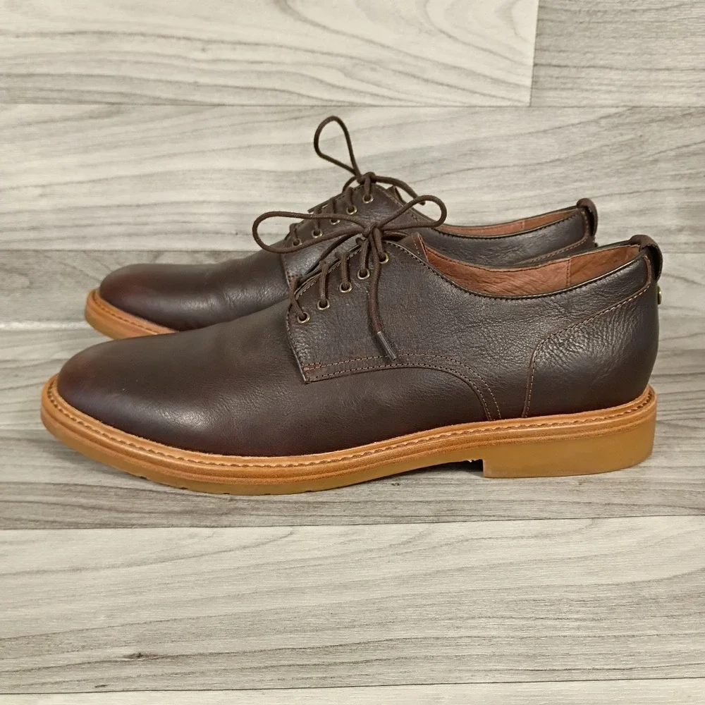 Warfield & Grand Mens Brown Leather Cap Toe Oxford Dress Shoes‎ Size 12